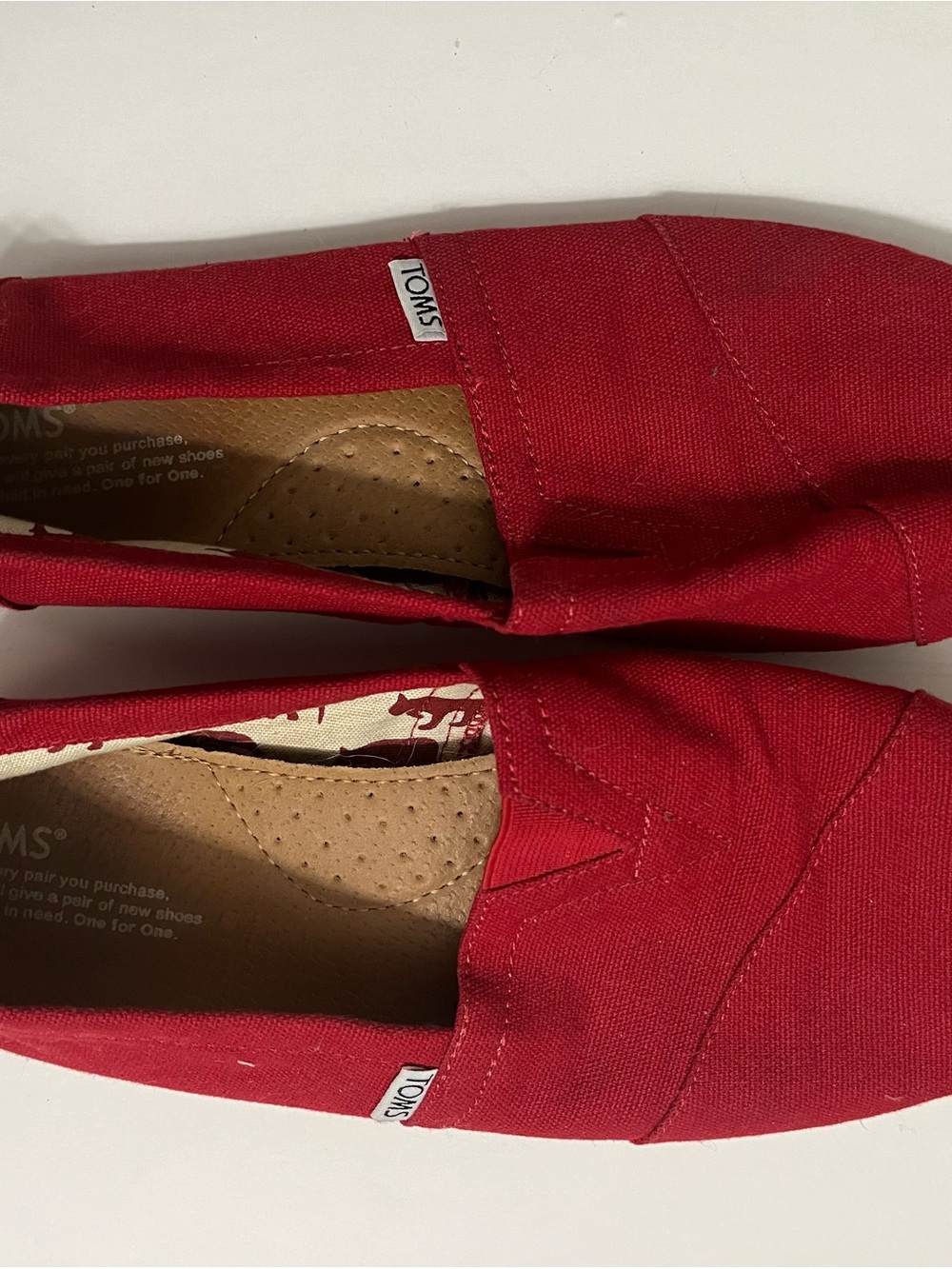 Toms Red Canvas Slip-On Flats
